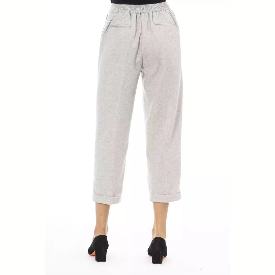 Alpha Studio Gray Wool Women Pants