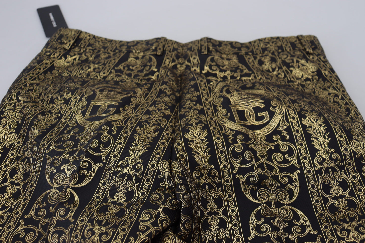 Dolce & Gabbana Black Gold Jacquard Dress Trouser Pants Dolce & Gabbana