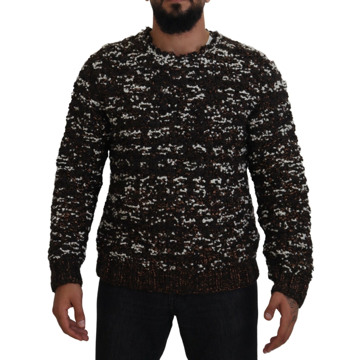 Dolce & Gabbana Brown Knitted Wool Fatto A Mano Sweater Dolce & Gabbana