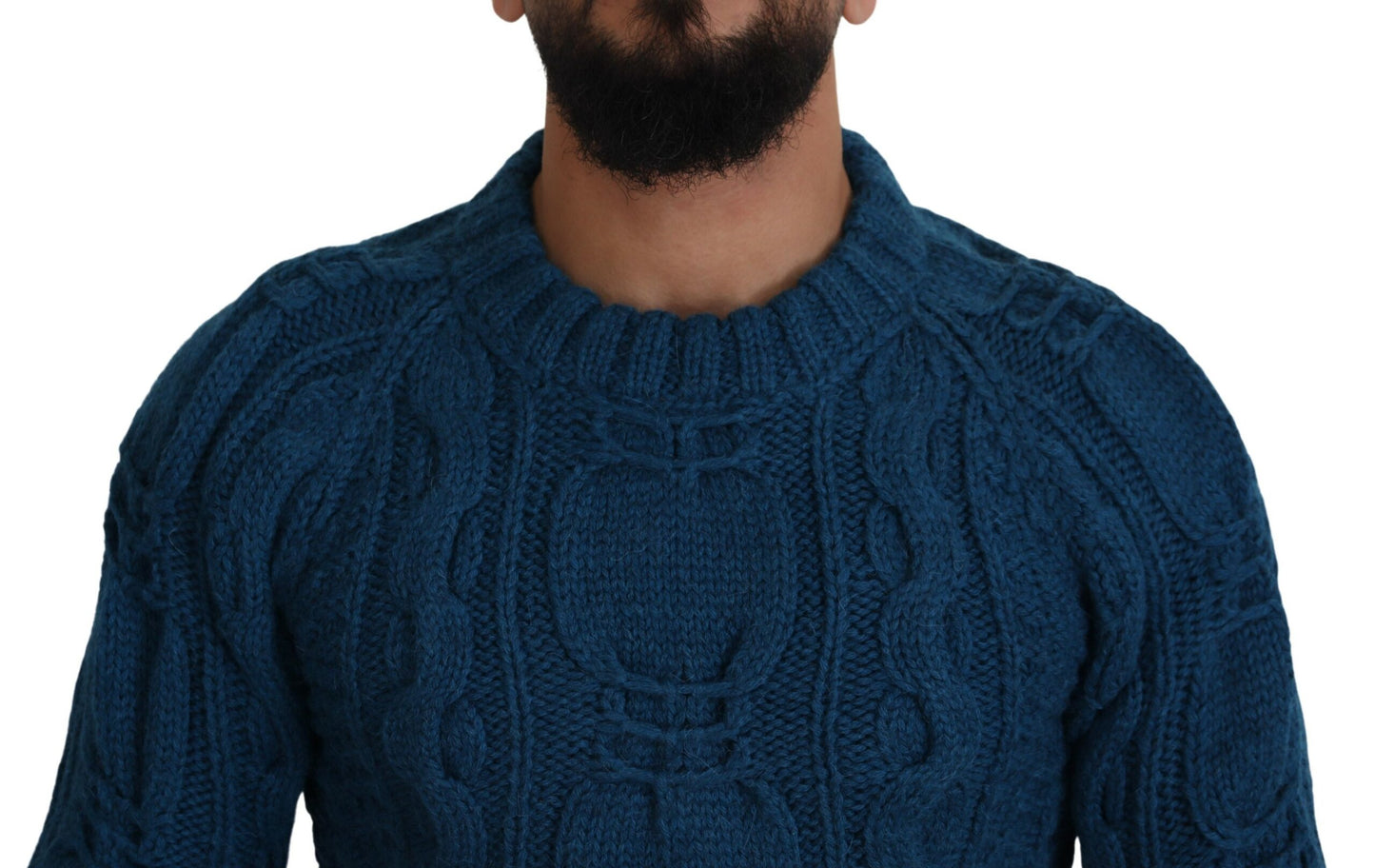 Dolce & Gabbana Blue Knitted Wool Alpaca Pullover Sweater Dolce & Gabbana