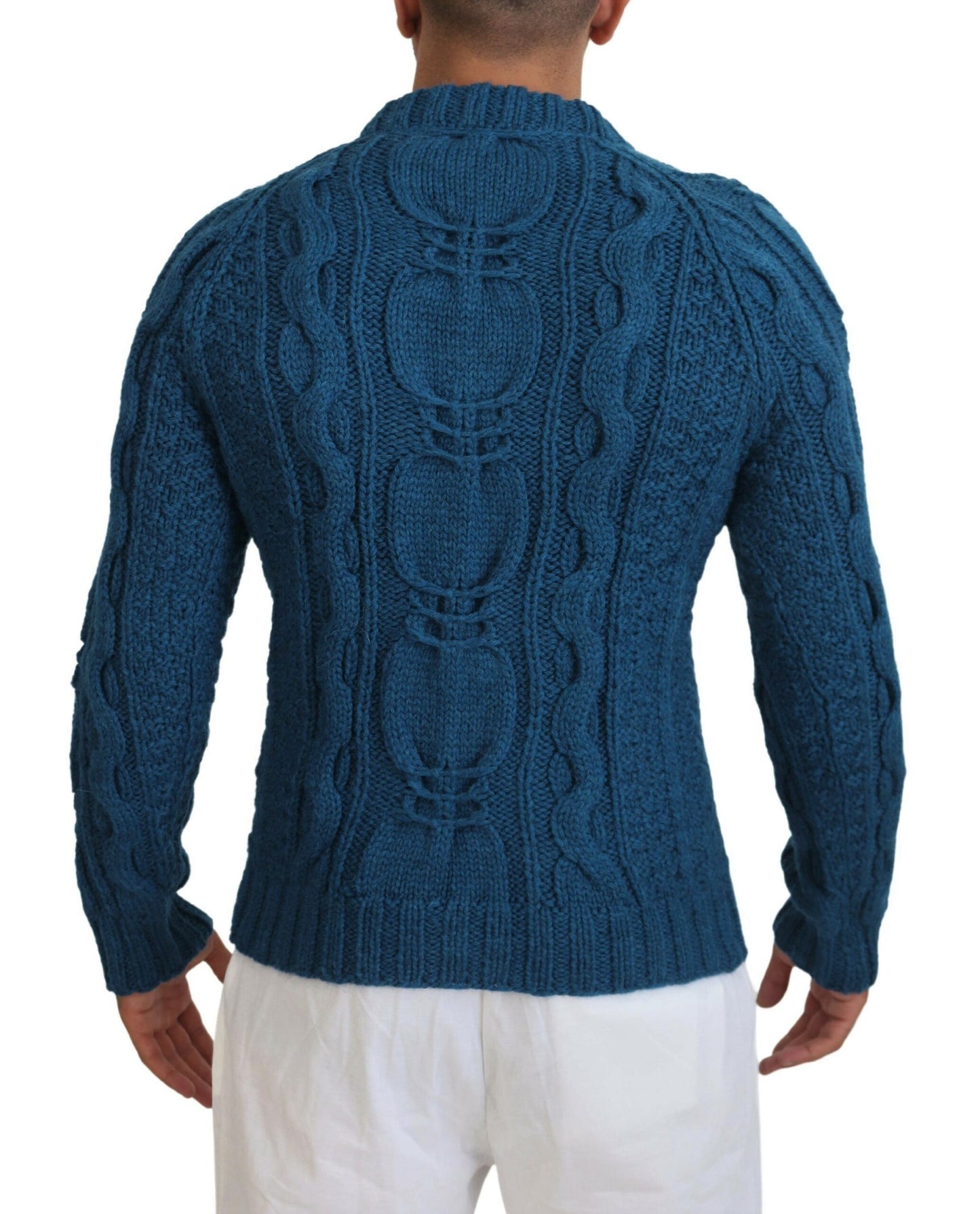 Dolce & Gabbana Blue Knitted Wool Alpaca Pullover Sweater Dolce & Gabbana