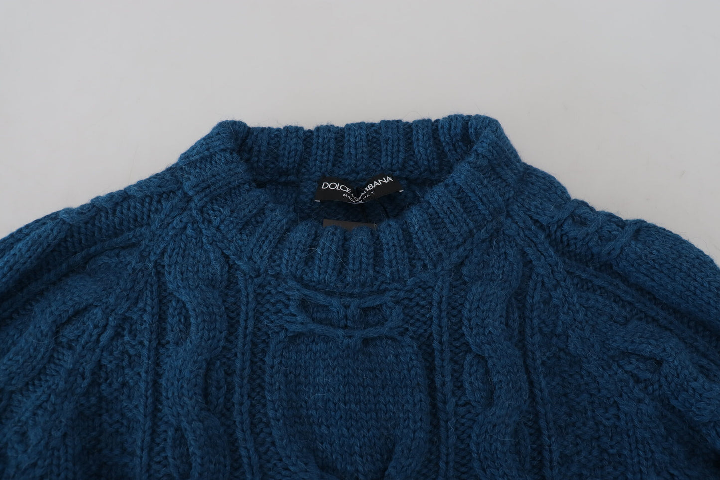 Dolce & Gabbana Blue Knitted Wool Alpaca Pullover Sweater Dolce & Gabbana