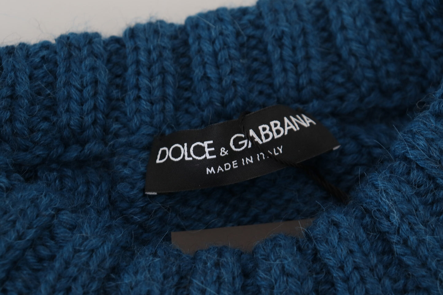 Dolce & Gabbana Blue Knitted Wool Alpaca Pullover Sweater Dolce & Gabbana