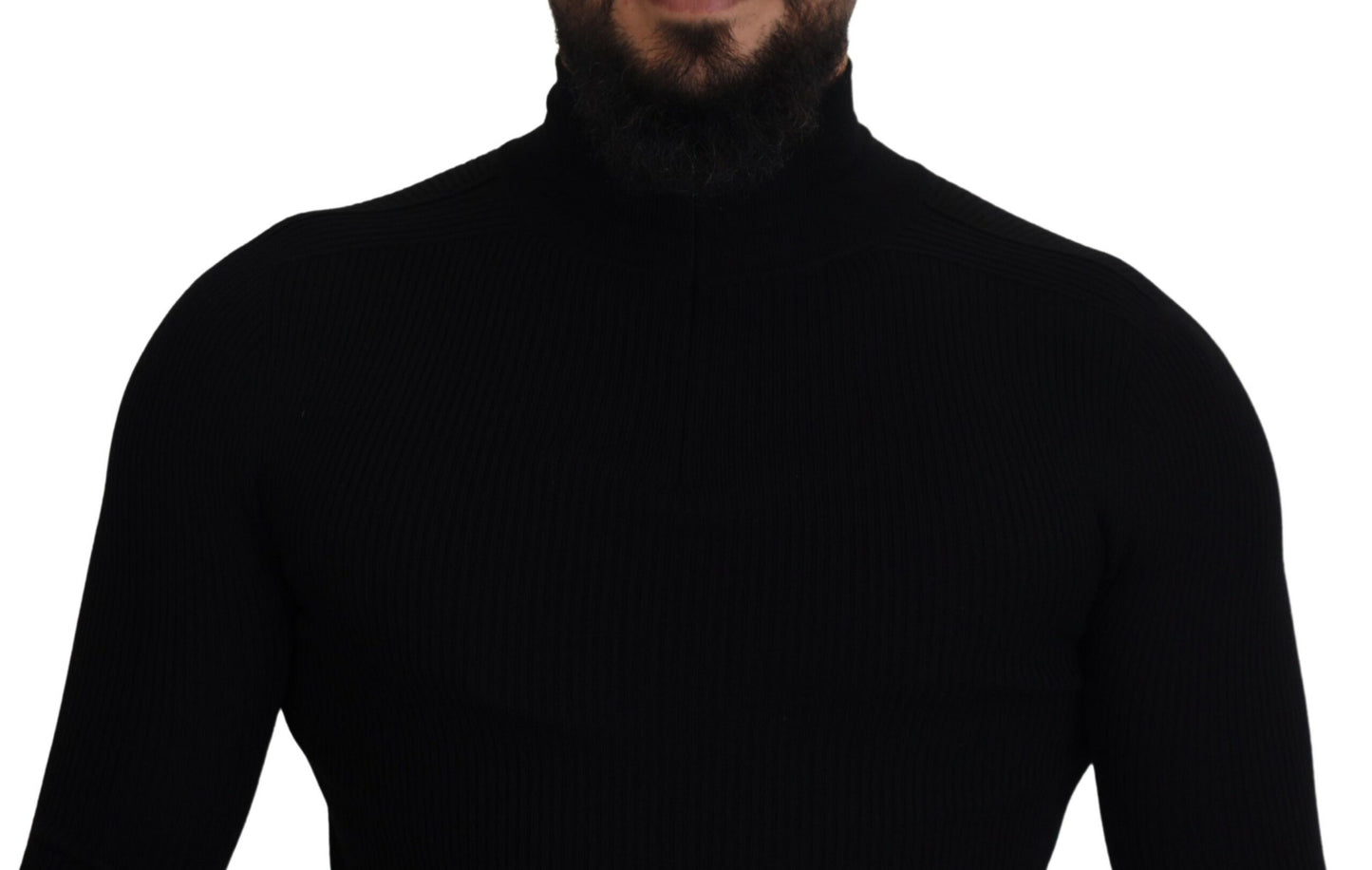 Dolce & Gabbana Black Half Zip Turtleneck Pullover Sweater Dolce & Gabbana