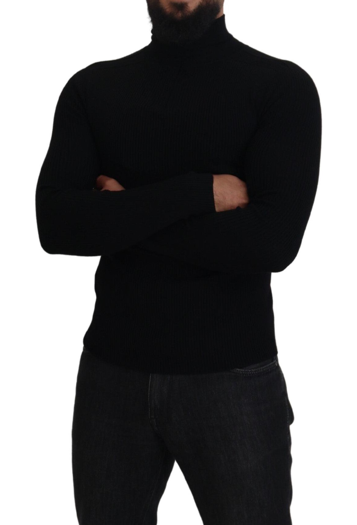 Dolce & Gabbana Black Half Zip Turtleneck Pullover Sweater Dolce & Gabbana