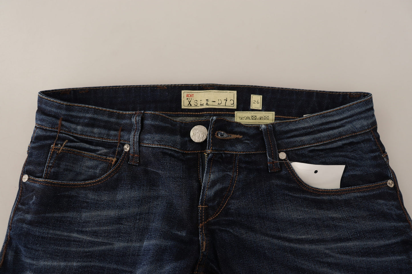 Acht Blue Washed Cotton Low Waist Skinny Denim Jeans Acht