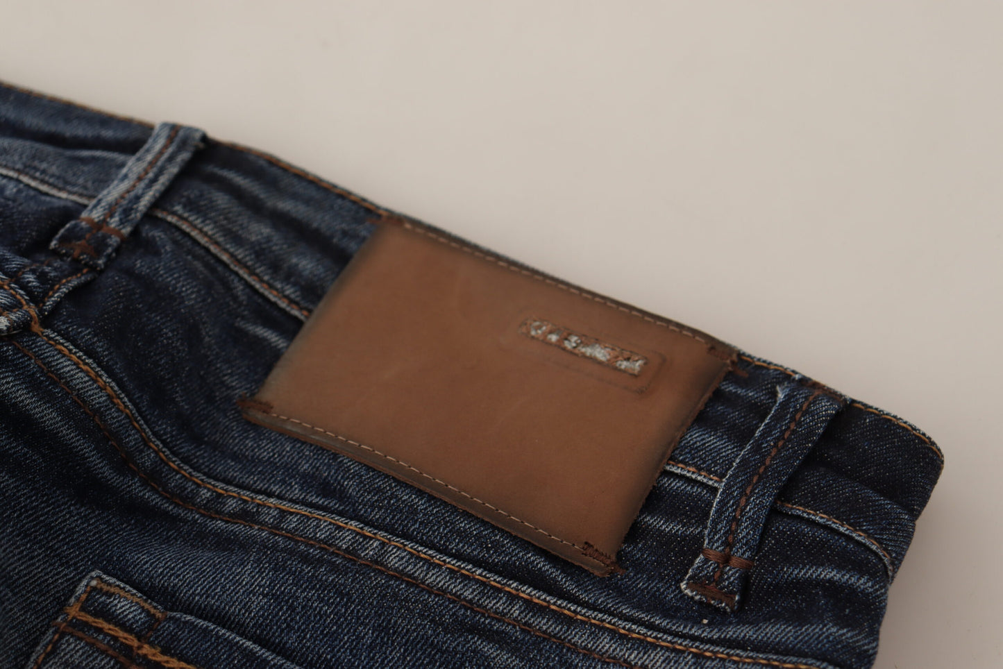 Acht Blue Washed Cotton Low Waist Skinny Denim Jeans Acht
