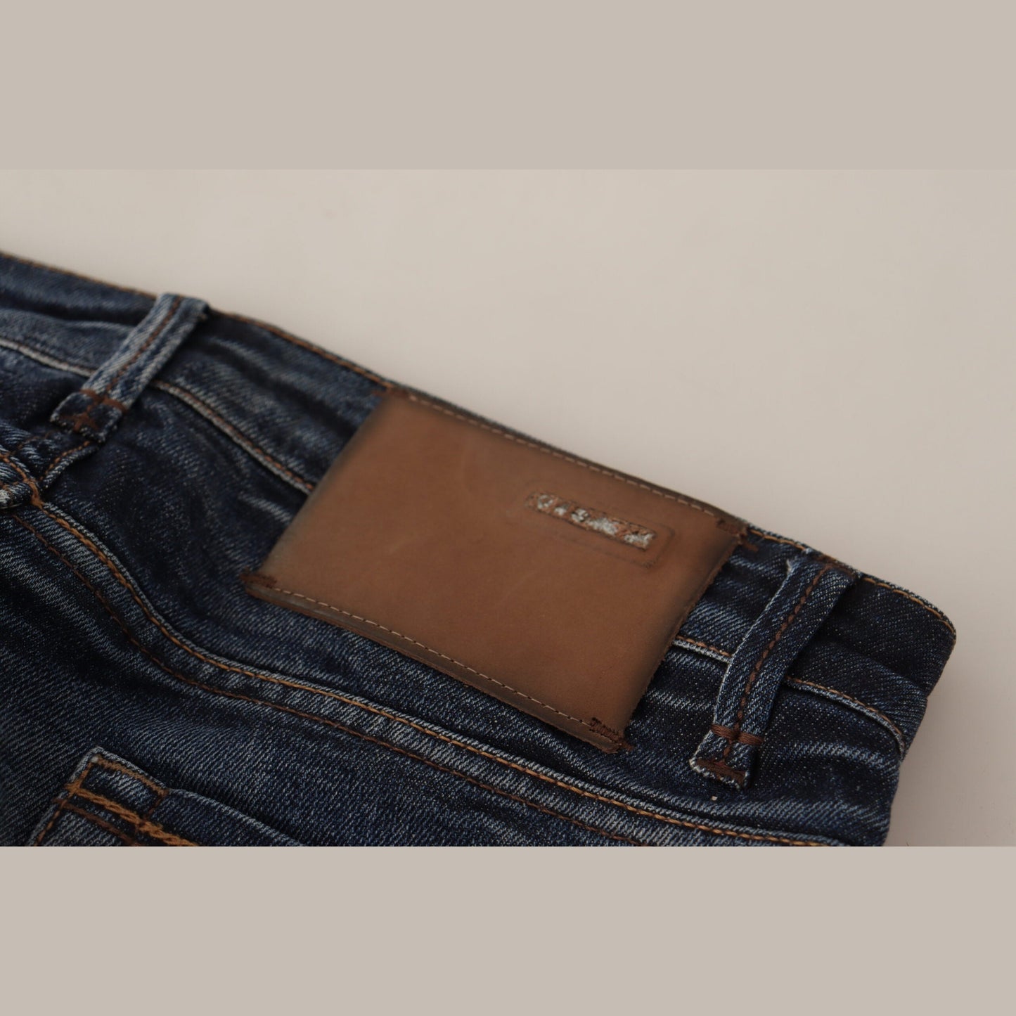 Acht Blue Washed Cotton Low Waist Skinny Denim Jeans Acht