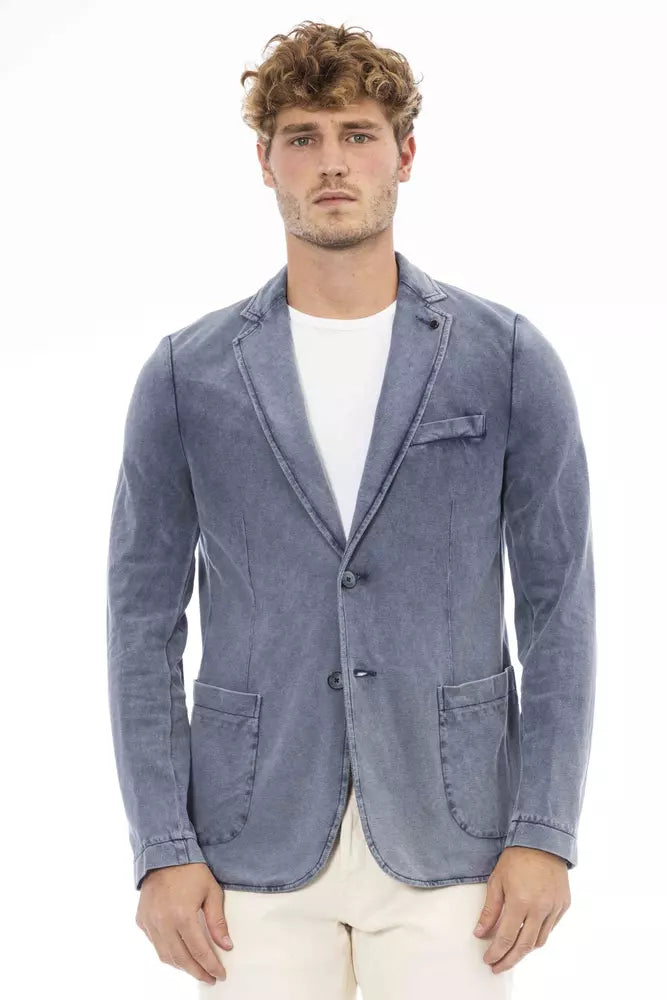 Distretto12 Blue Cotton Mens Blazer Distretto12