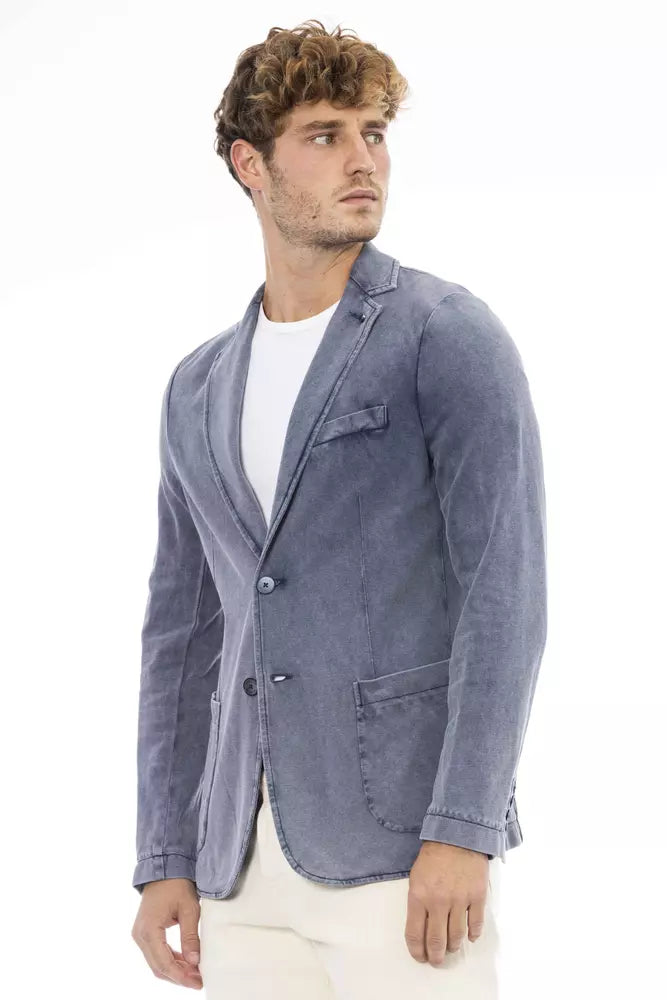 Distretto12 Blue Cotton Mens Blazer Distretto12