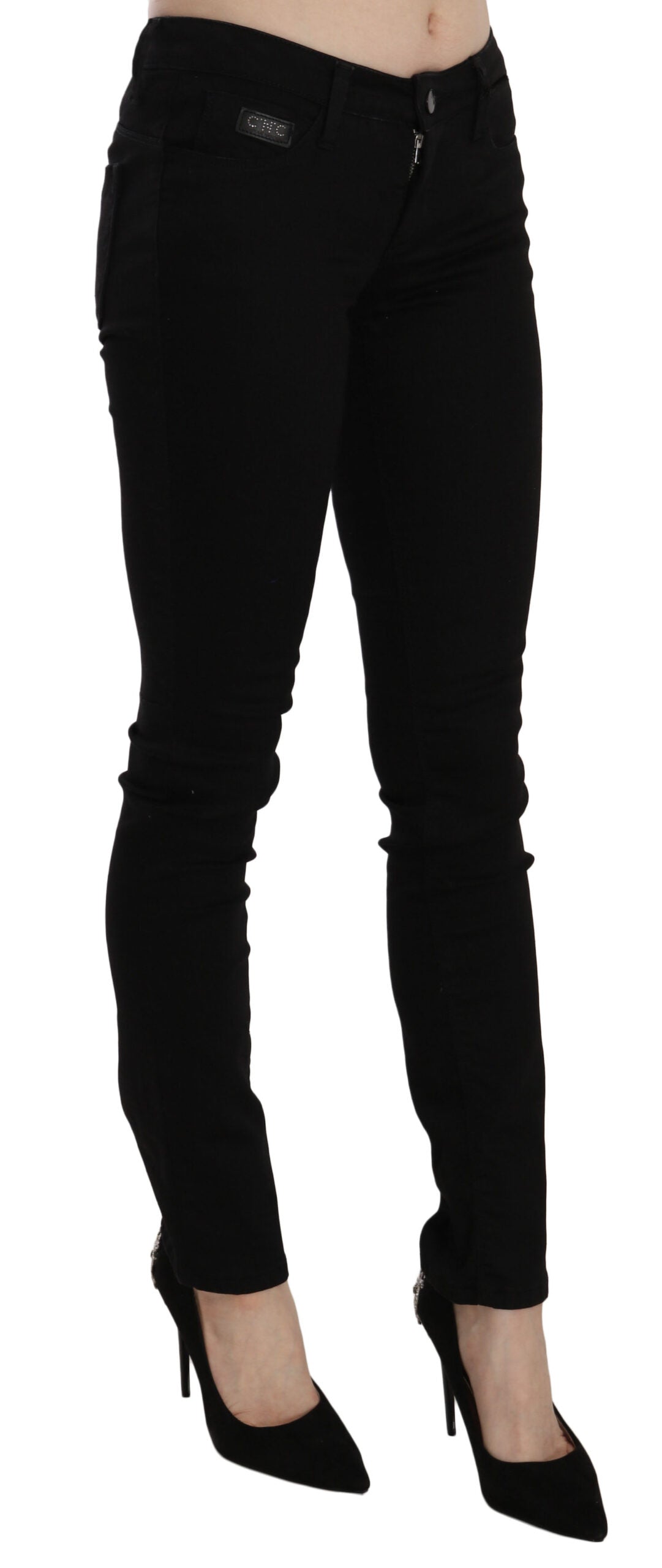 Costume National Black Sequined Mid Waist Slim Fit Denim Jeans Costume National