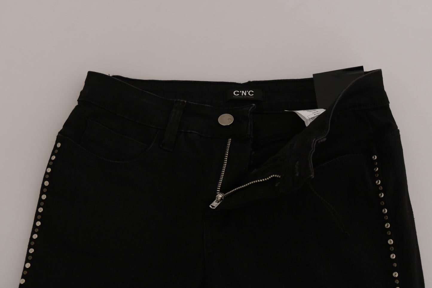 Costume National Black Embellished Mid Waist Skinny Denim Jeans Costume National