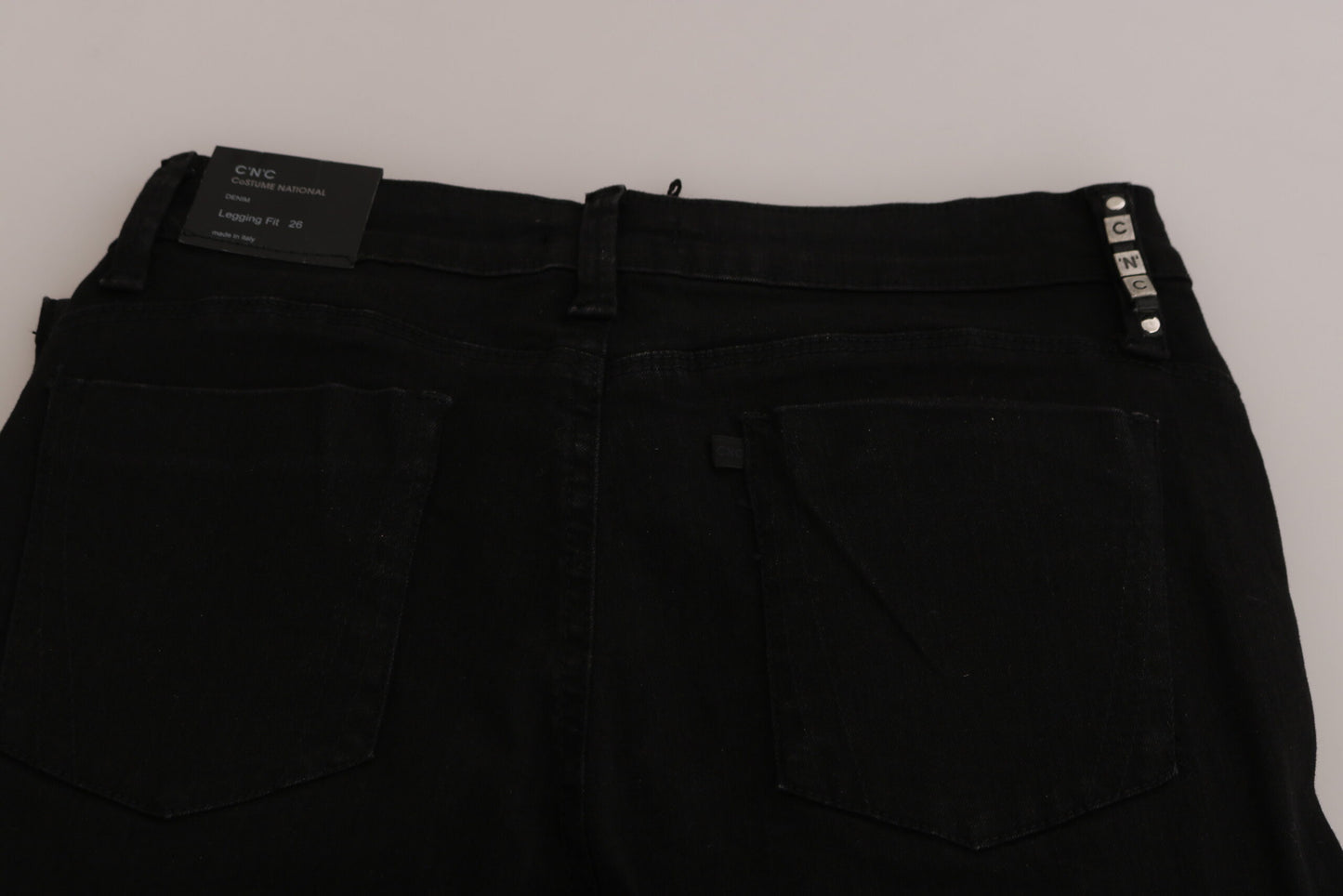Costume National Black Embellished Mid Waist Skinny Denim Jeans Costume National