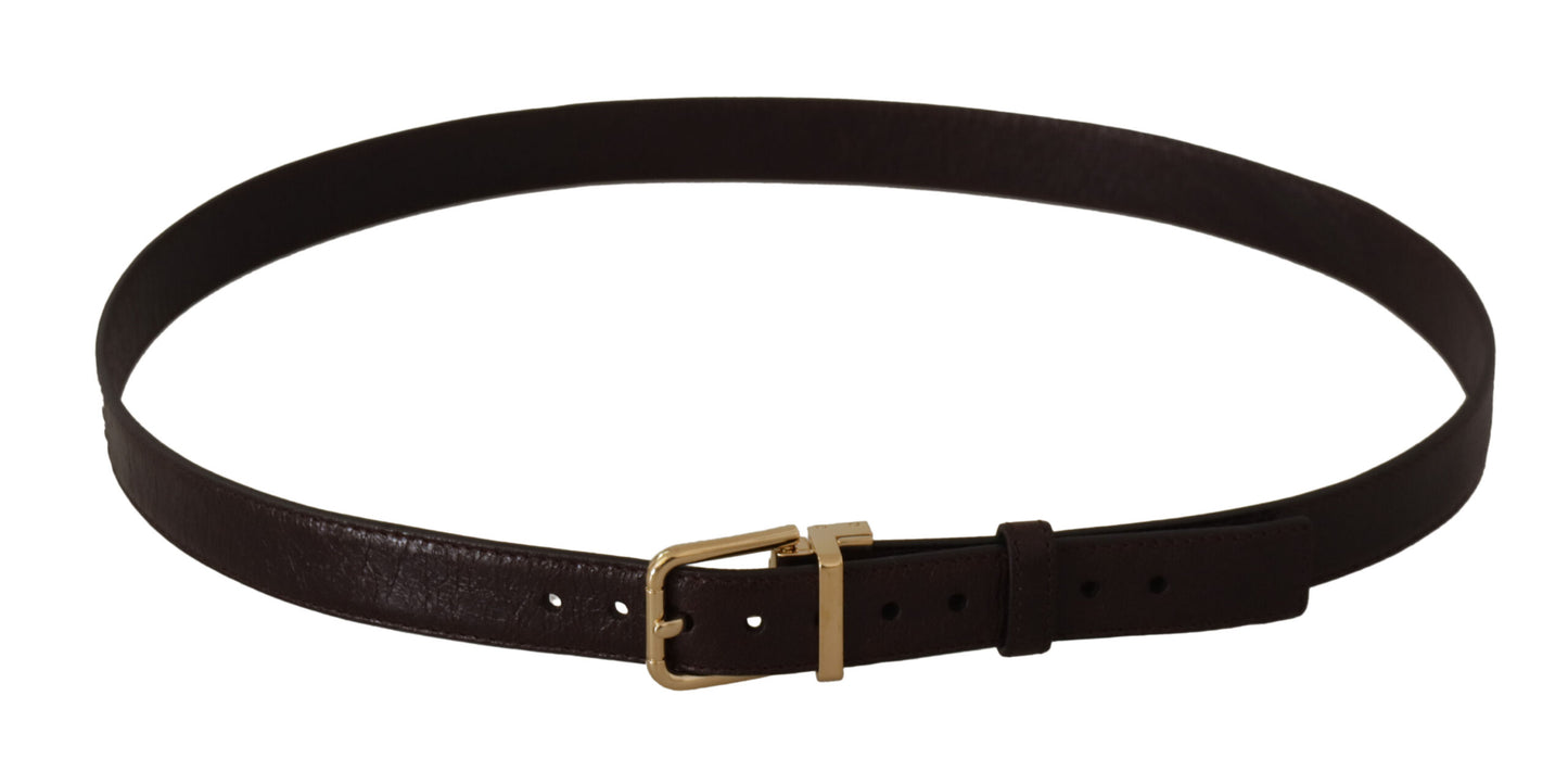 Dolce & Gabbana Brown Leather Gold Metal Buckle Belt Dolce & Gabbana