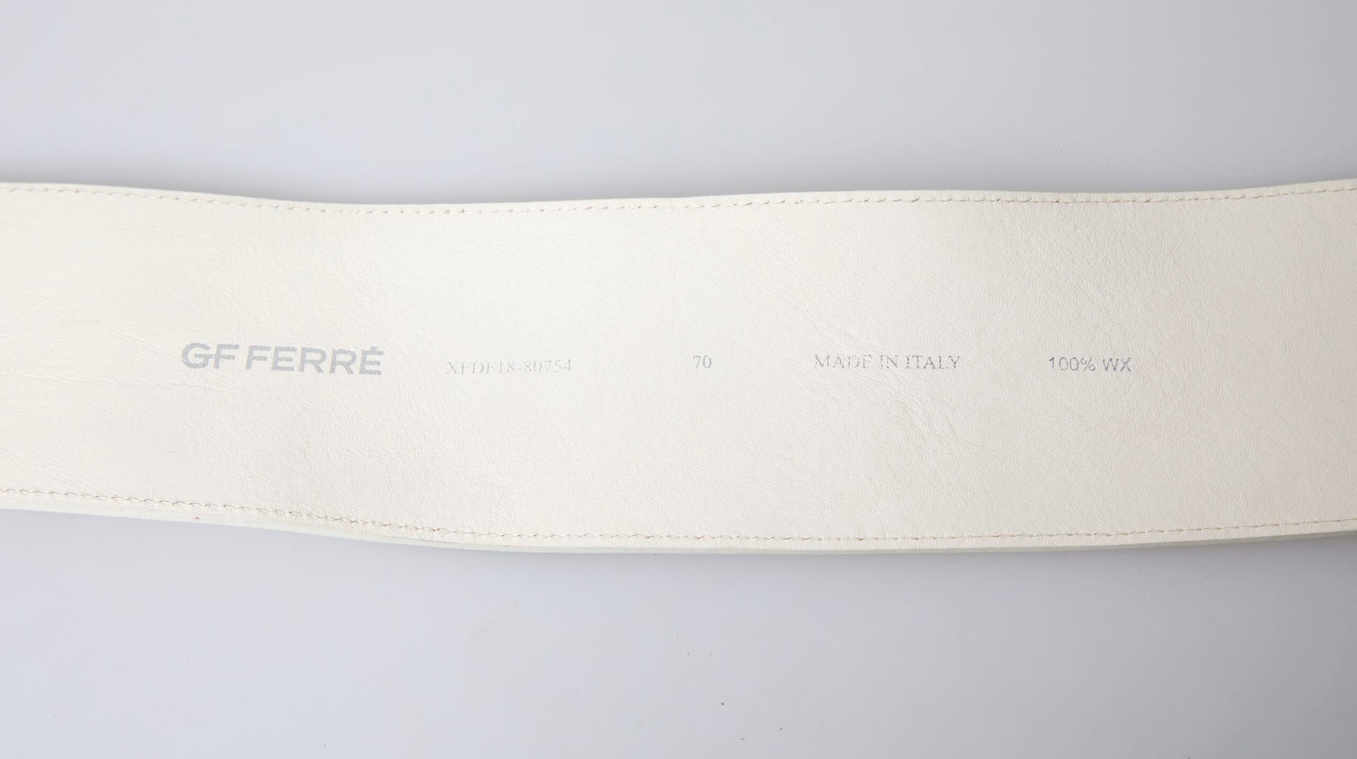 GF Ferre Off White Waxed Cotton Wide Fashion Waistband Belt GF Ferre