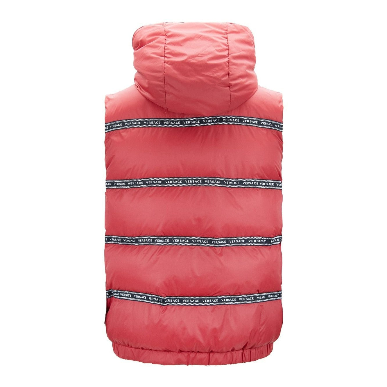 Elegant Red Versace Logo Vest with Detachable Hood Versace