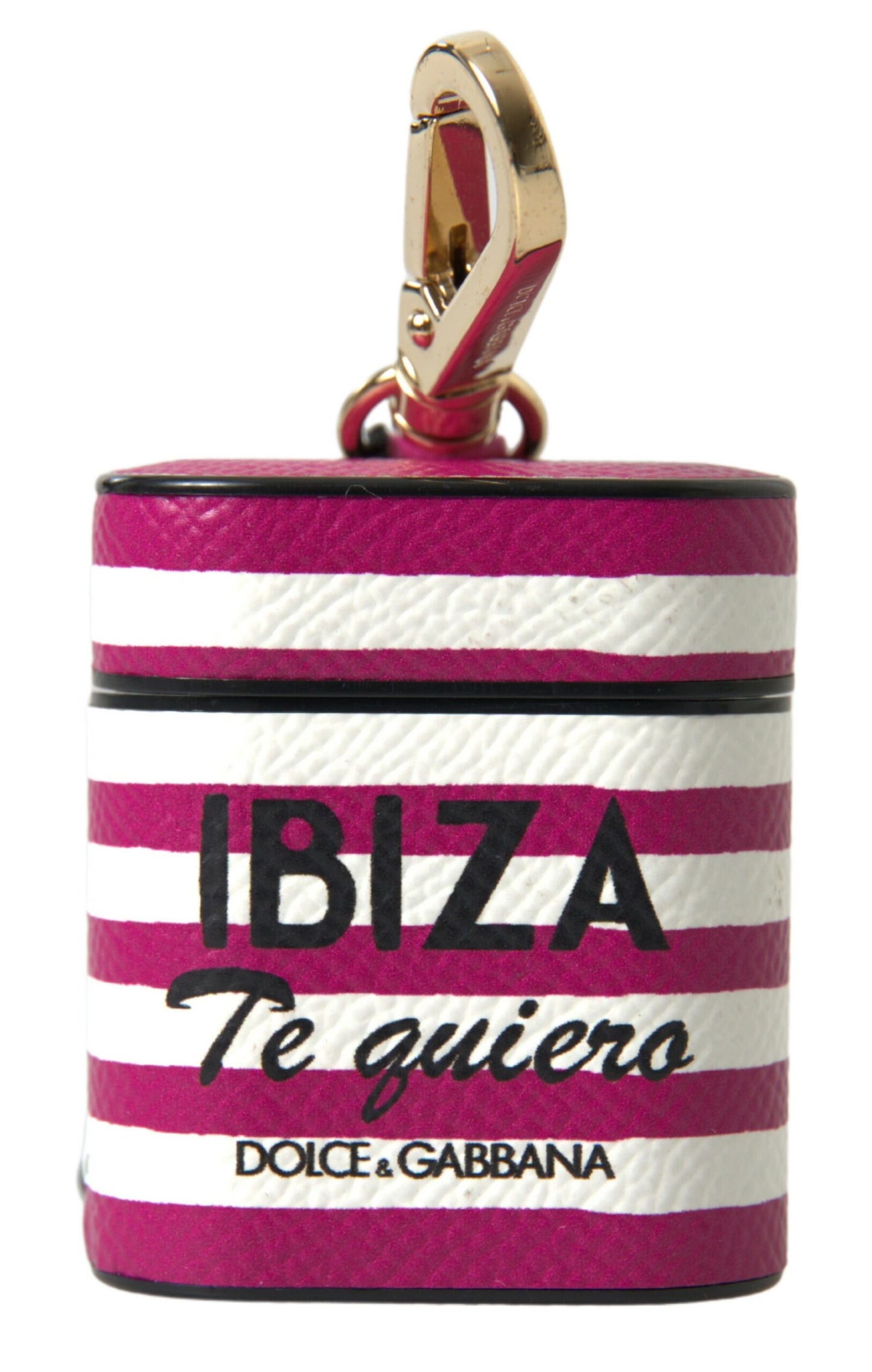 Dolce & Gabbana Fuchsia Dauphine Leather Logo Airpods Case Dolce & Gabbana