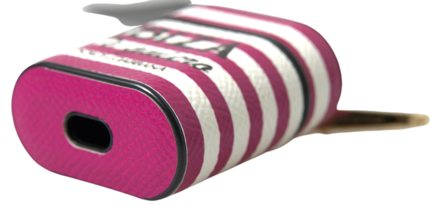 Dolce & Gabbana Fuchsia Dauphine Leather Logo Airpods Case Dolce & Gabbana