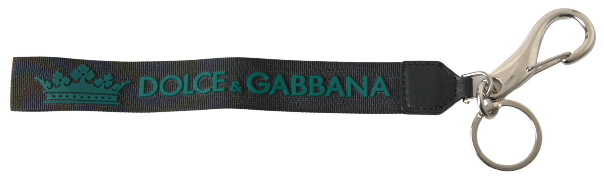 Dolce & Gabbana Black DG Logo Rubber Silver Tone Metal Keychain Dolce & Gabbana