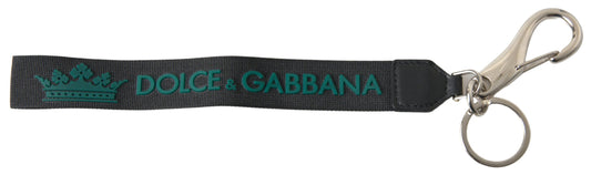 Dolce & Gabbana Black DG Logo Rubber Silver Tone Metal Keychain Dolce & Gabbana