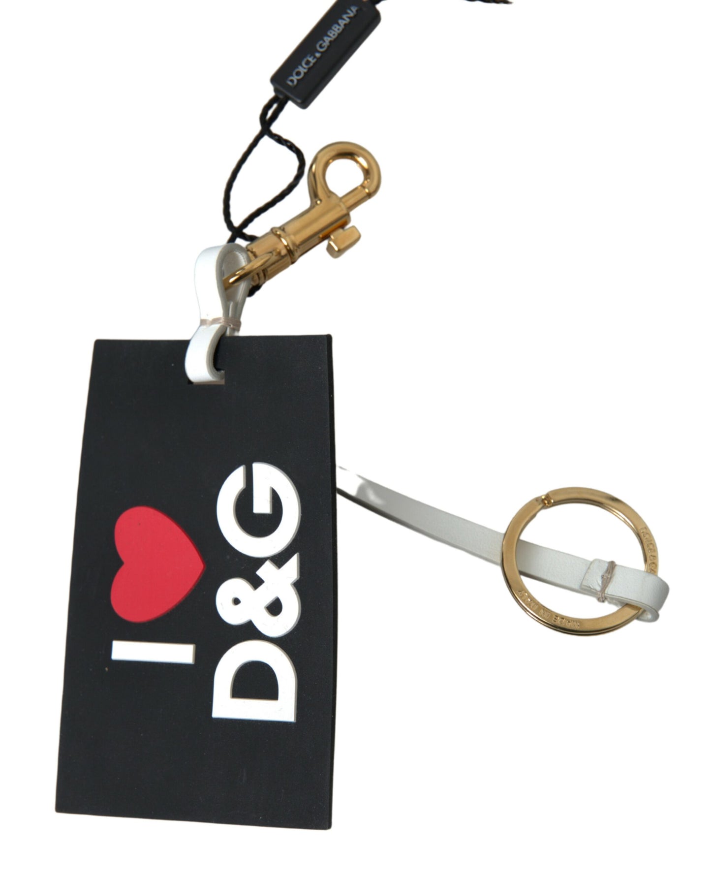 Dolce & Gabbana Black Silicone DG Logo Gold Brass Keychain Dolce & Gabbana