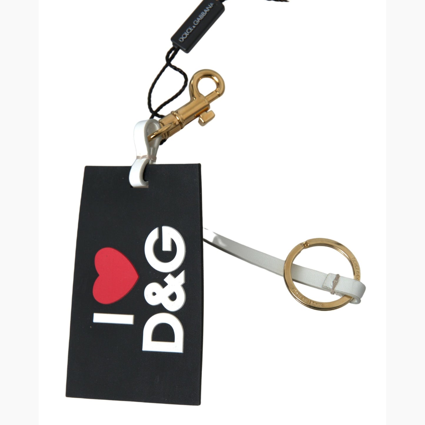 Dolce & Gabbana Black Silicone DG Logo Gold Brass Keychain