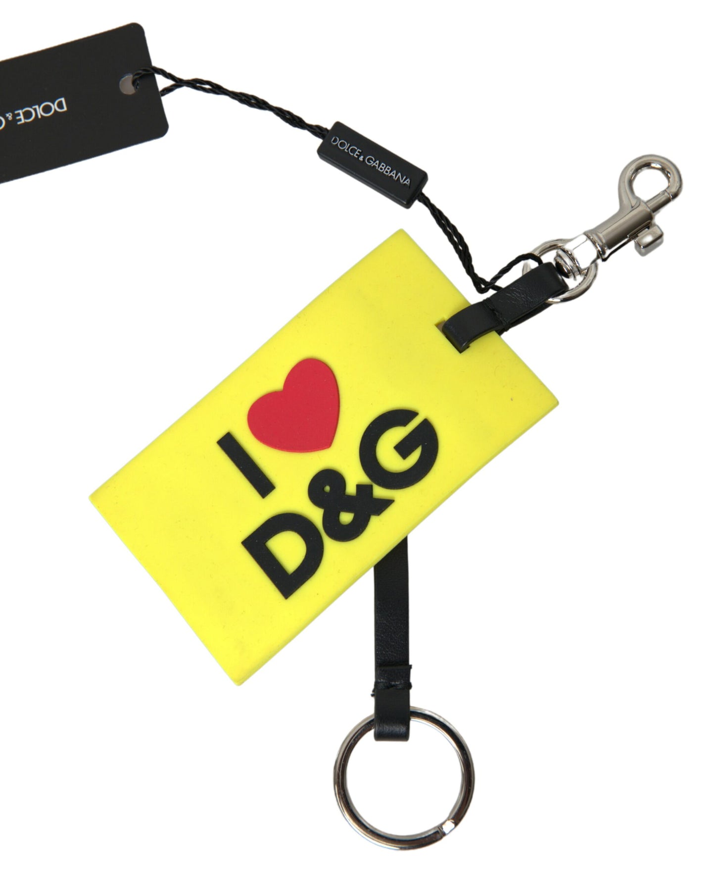 Dolce & Gabbana Yellow Silicone DG Logo Gold Brass Keyring Keychain Dolce & Gabbana