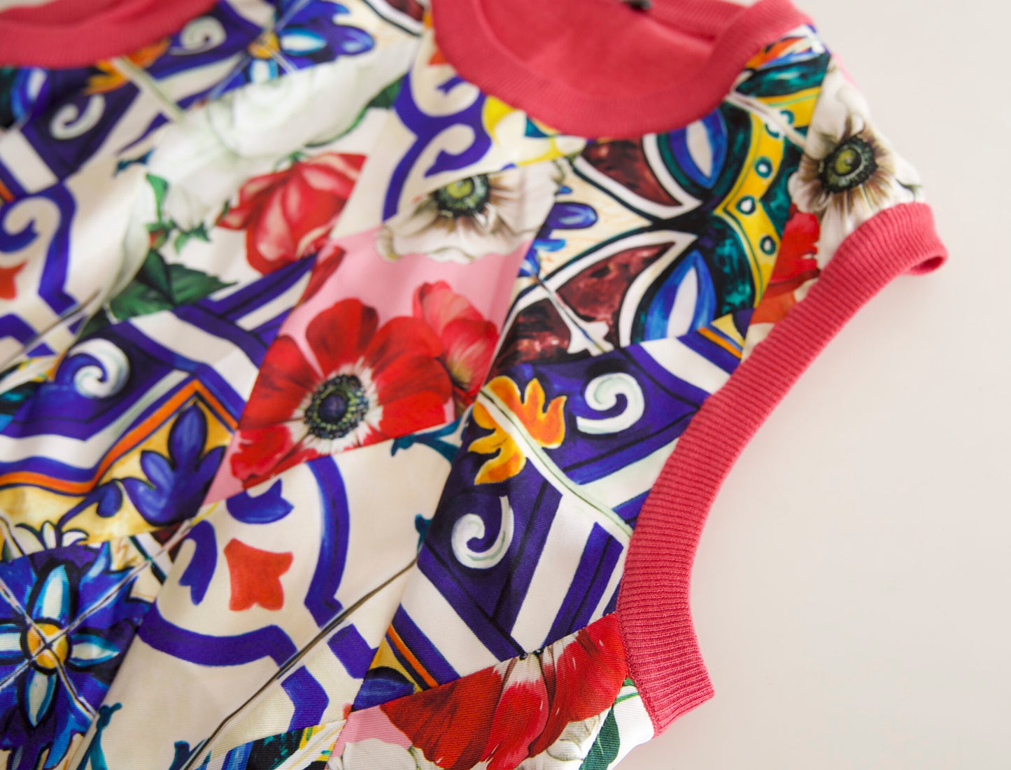 Dolce & Gabbana Multicolor Majolica Floral Crew Neck Tank Top Dolce & Gabbana