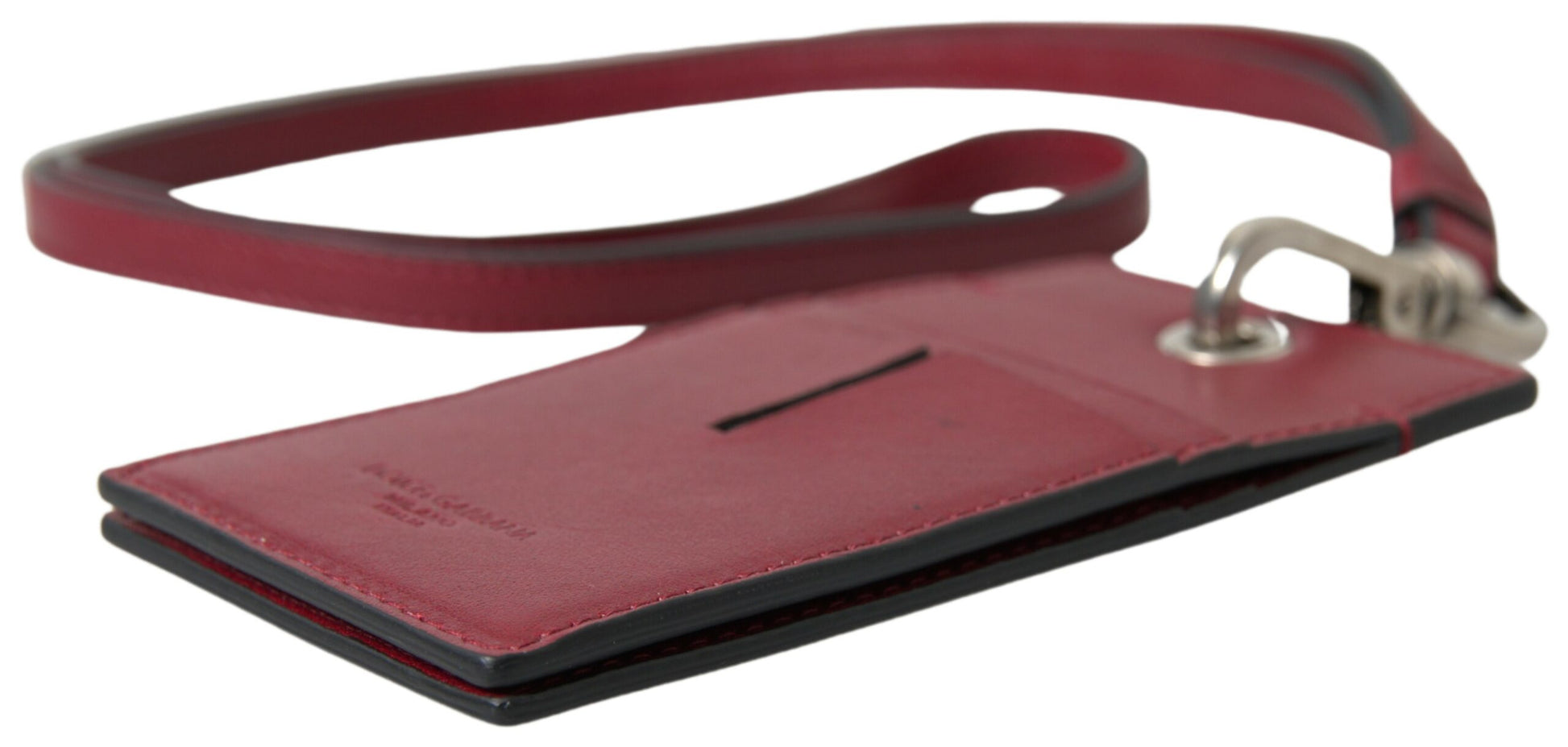 Dolce & Gabbana Red Leather Lanyard Logo Slim Card Holder Men Wallet Dolce & Gabbana