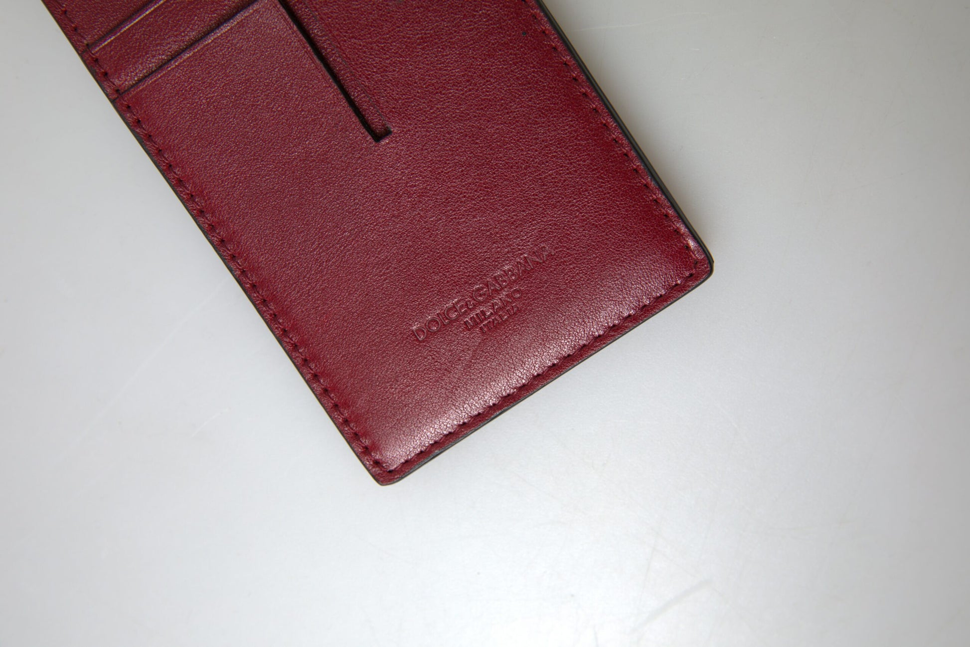 Dolce & Gabbana Red Leather Lanyard Logo Slim Card Holder Men Wallet Dolce & Gabbana