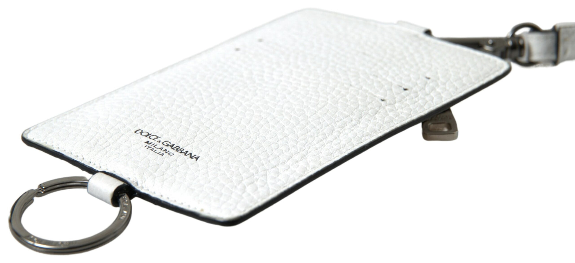 Dolce & Gabbana White Leather Lanyard Logo Card Holder Men Wallet Dolce & Gabbana