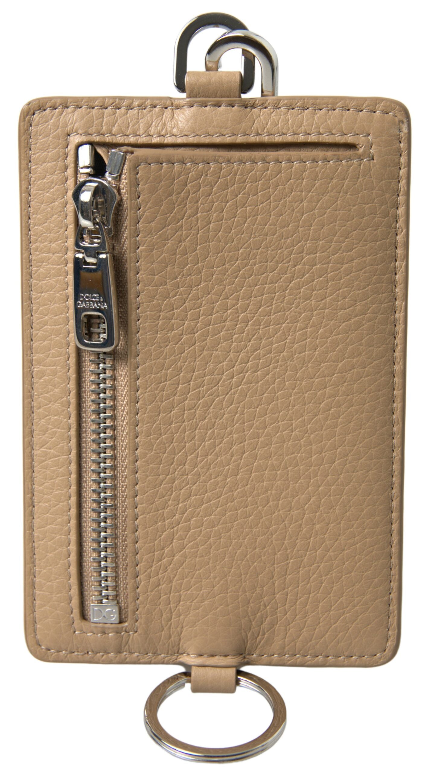 Dolce & Gabbana Beige Leather Lanyard Logo Card Holder Men Wallet Dolce & Gabbana
