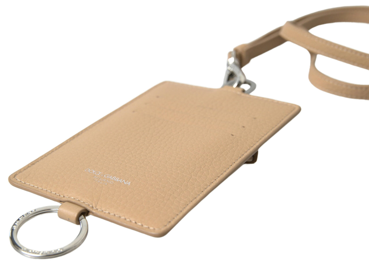 Dolce & Gabbana Beige Leather Lanyard Logo Card Holder Men Wallet Dolce & Gabbana