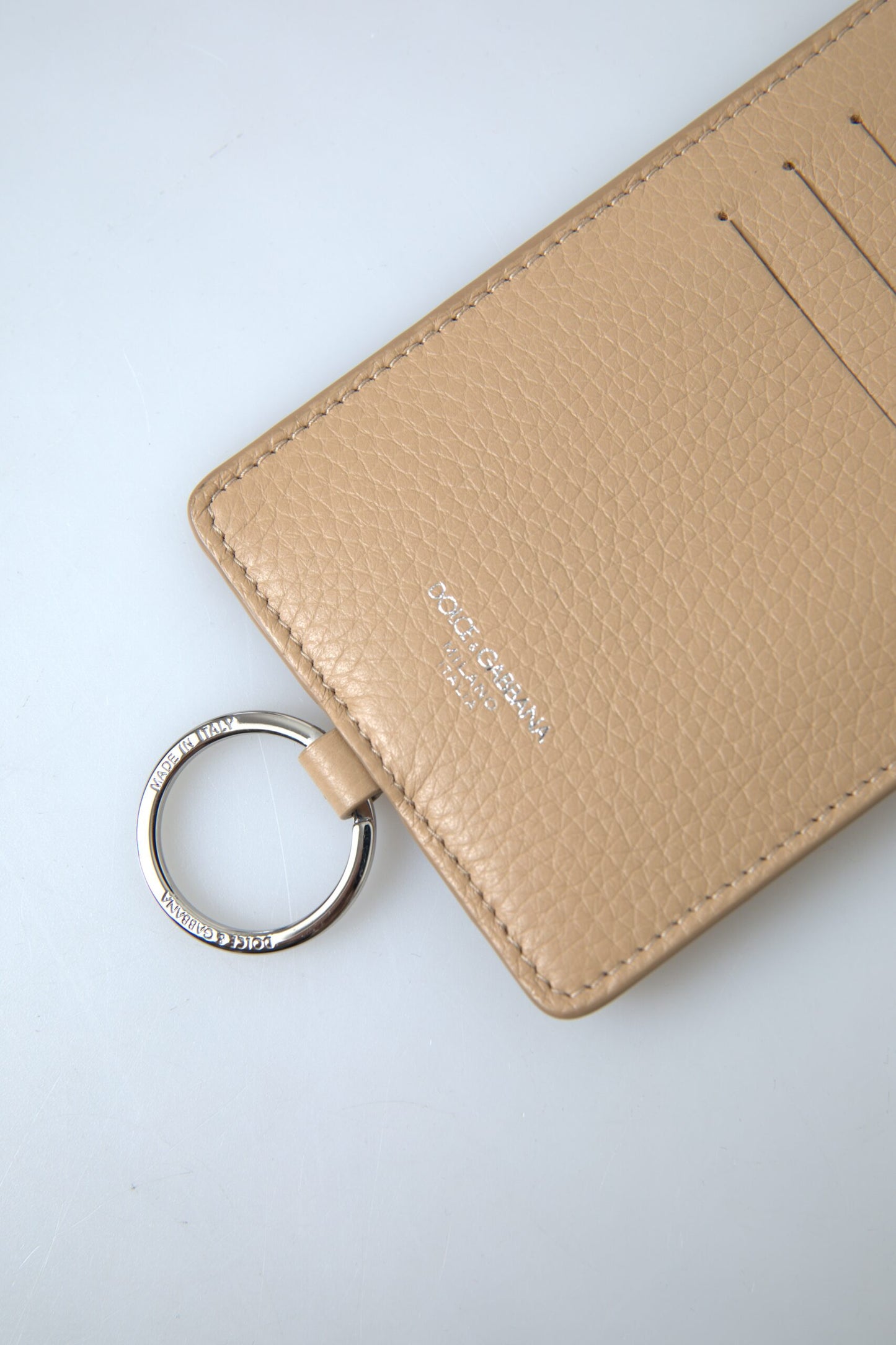 Dolce & Gabbana Beige Leather Lanyard Logo Card Holder Men Wallet Dolce & Gabbana