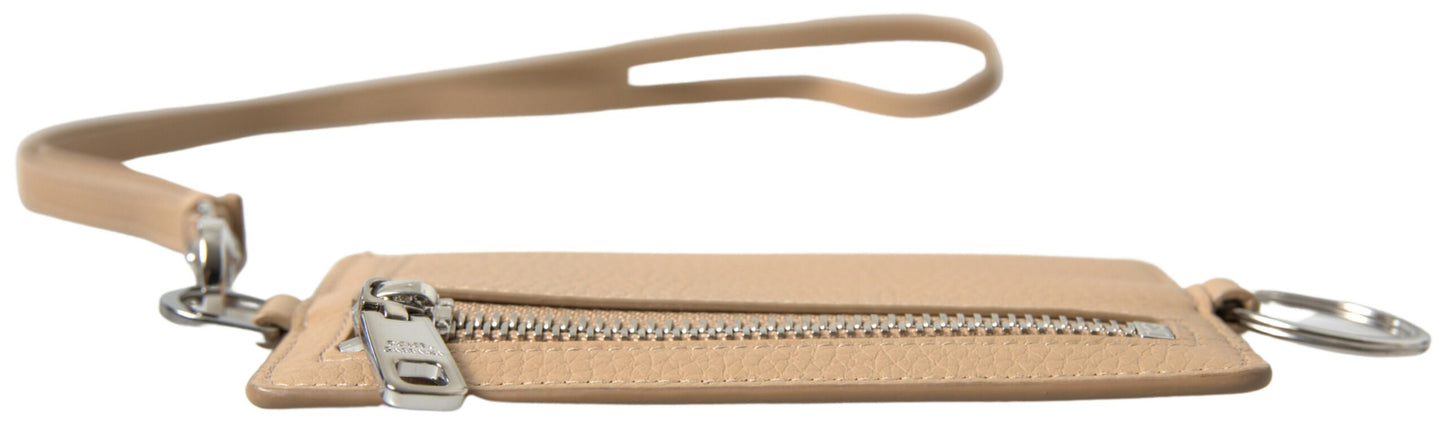 Dolce & Gabbana Beige Leather Lanyard Logo Card Holder Men Wallet Dolce & Gabbana