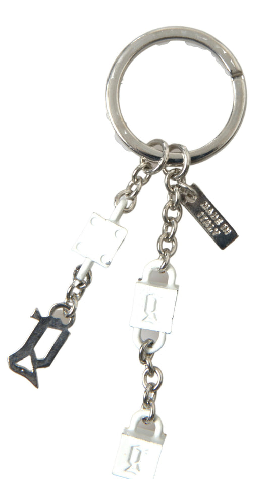 Dolce & Gabbana Silver Tone Metal DG Logo Engraved Keyring Keychain Dolce & Gabbana