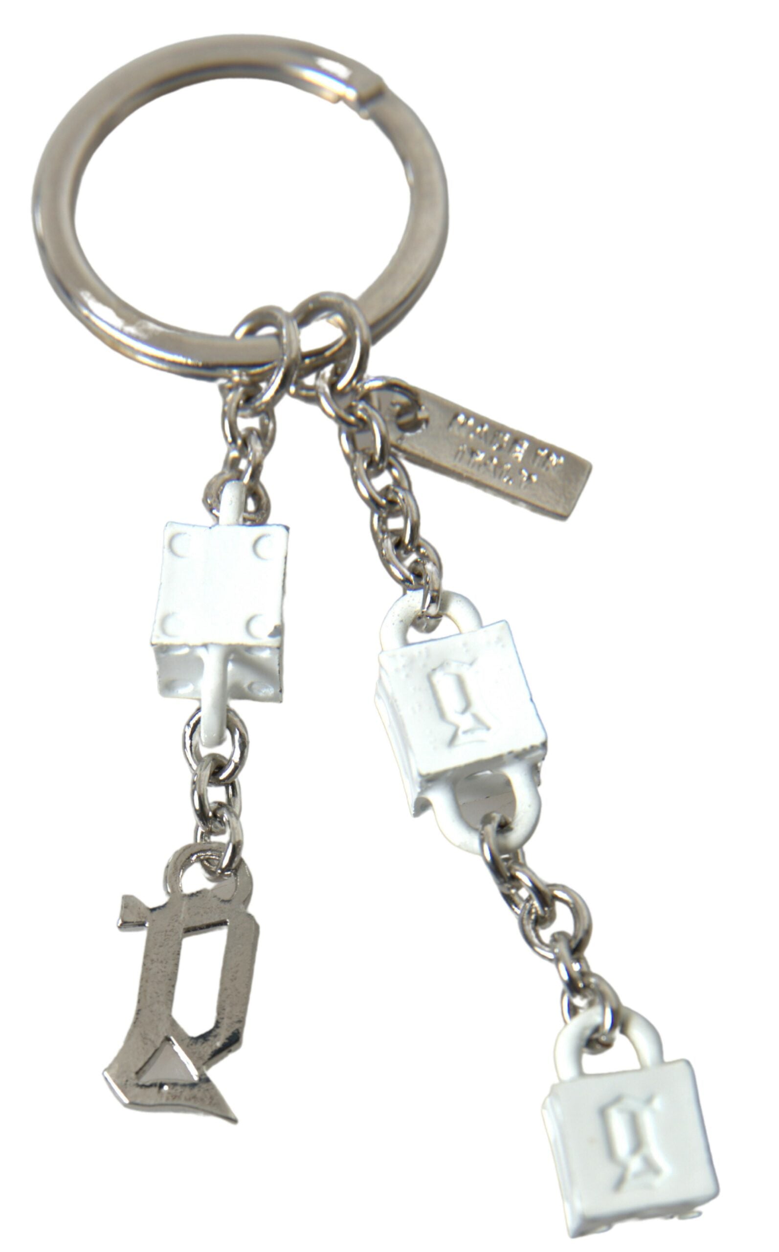 Dolce & Gabbana Silver Tone Metal DG Logo Engraved Keyring Keychain Dolce & Gabbana