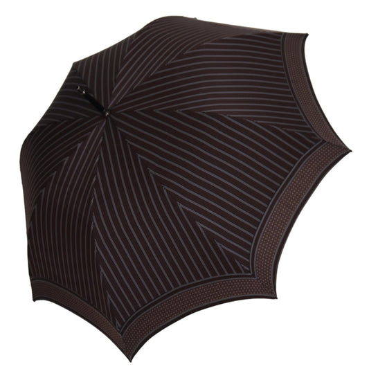 Dolce & Gabbana Brown Striped Leather Handle Collapsible Sartoria Umbrella Dolce & Gabbana
