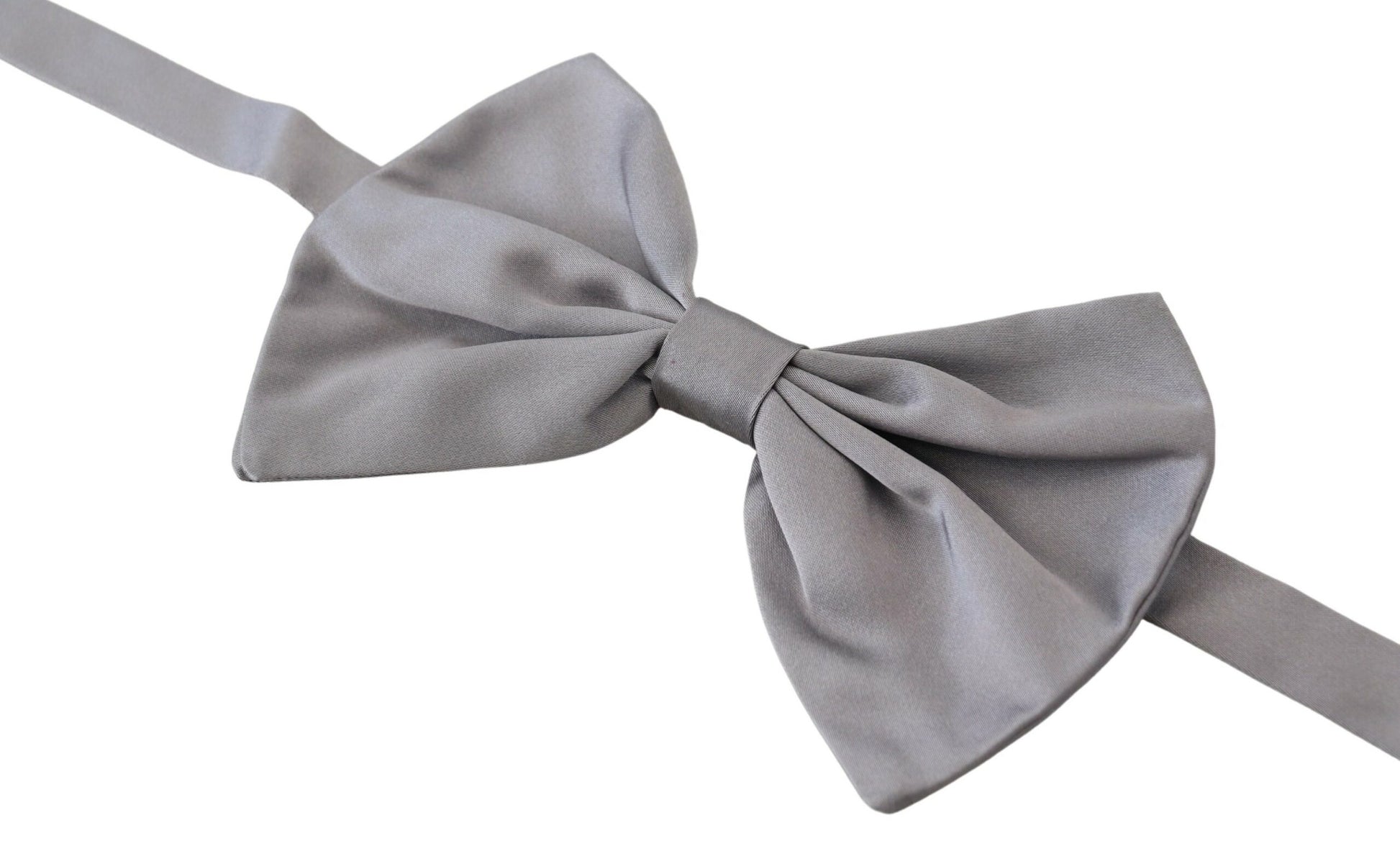 Dolce & Gabbana Bow Tie Men Silver Gray Silk Adjustable Neck Papillon Dolce & Gabbana