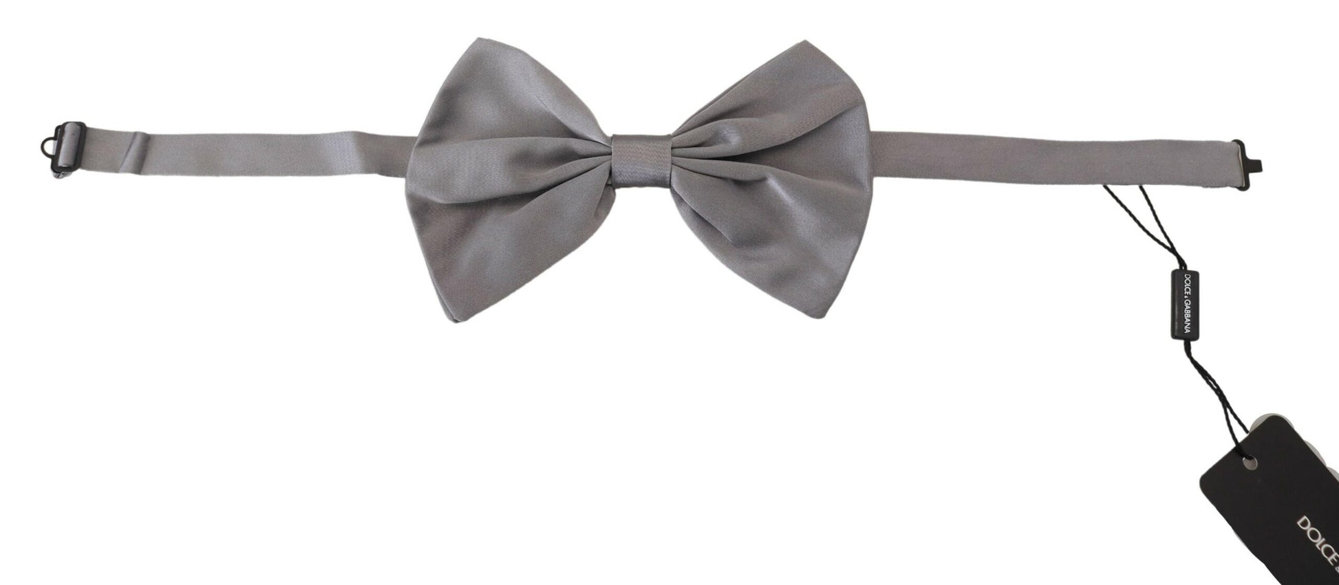 Dolce & Gabbana Bow Tie Men Silver Gray Silk Adjustable Neck Papillon Dolce & Gabbana