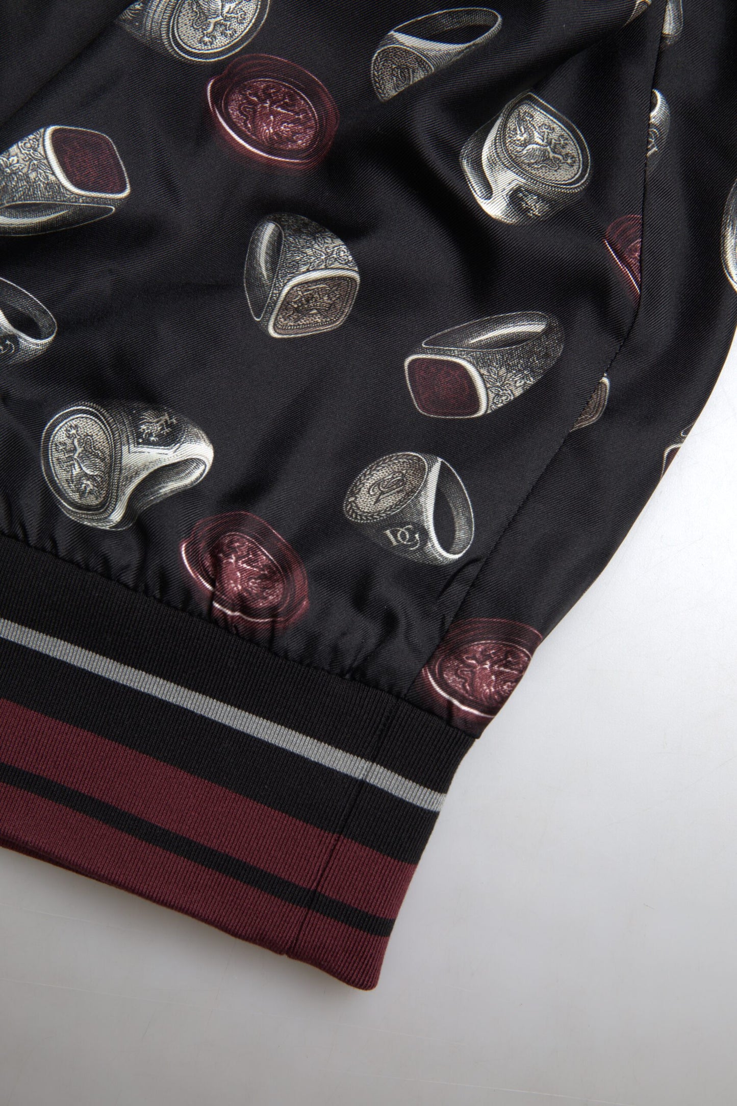 Dolce & Gabbana Black Ring Print Silk Crewneck Sweater Dolce & Gabbana