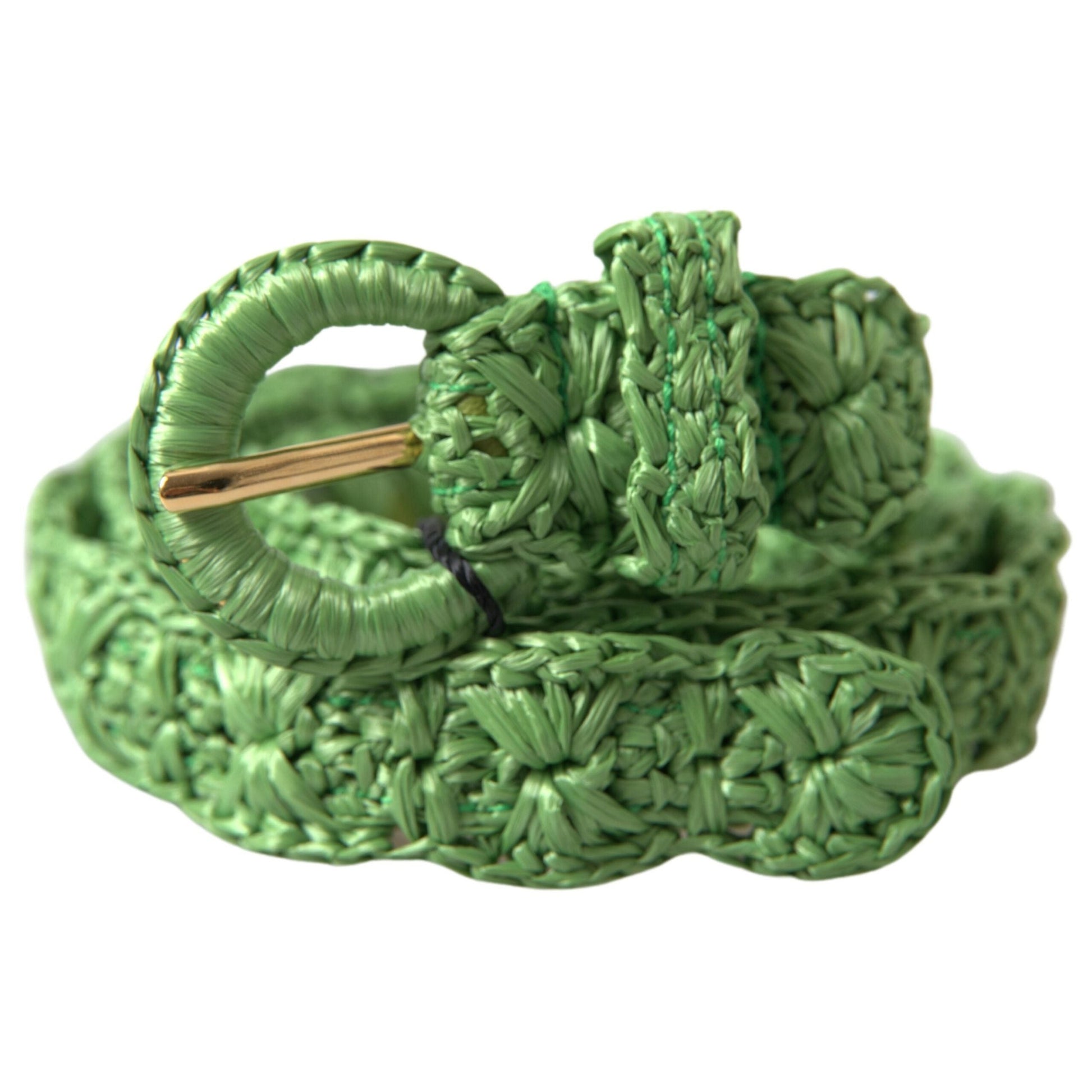 Dolce & Gabbana Green Viscose Weaved Skinny Waist Belt Dolce & Gabbana