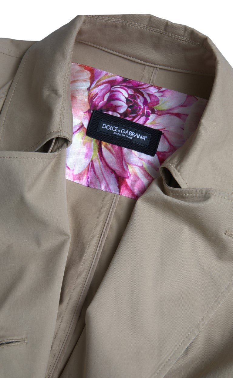 Dolce & Gabbana Khaki Double Breasted Trench Coat Jacket Dolce & Gabbana