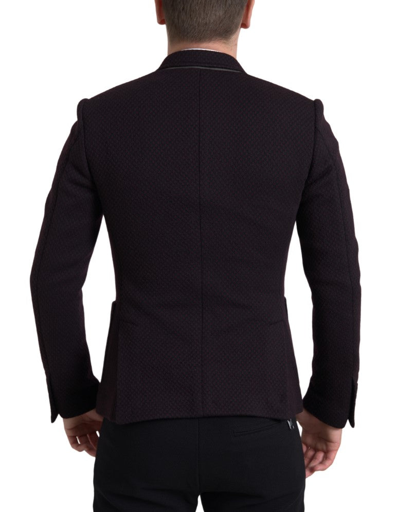 Dolce & Gabbana Purple Logo Embroidery Double Breasted Blazer Dolce & Gabbana