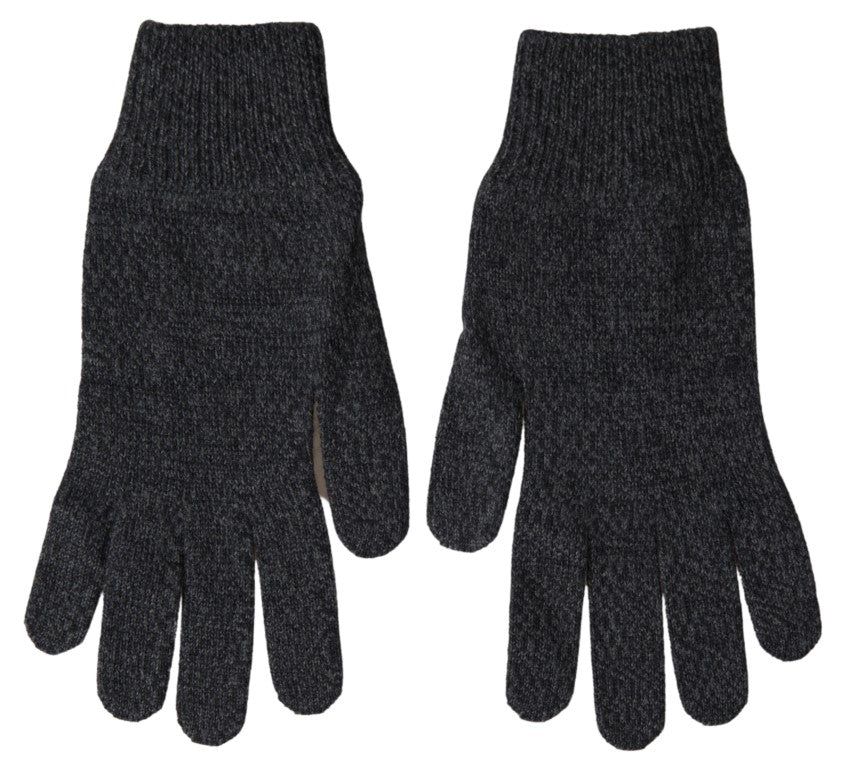 Dolce & Gabbana Gray Virgin Wool Knit Hands Mitten Men Gloves Dolce & Gabbana