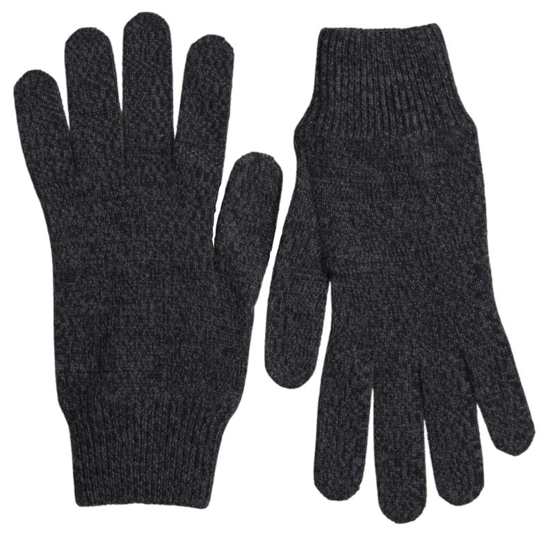 Dolce & Gabbana Gray Virgin Wool Knit Hands Mitten Men Gloves Dolce & Gabbana