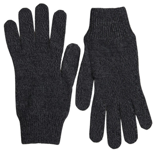 Dolce & Gabbana Gray Virgin Wool Knit Hands Mitten Men Gloves Dolce & Gabbana