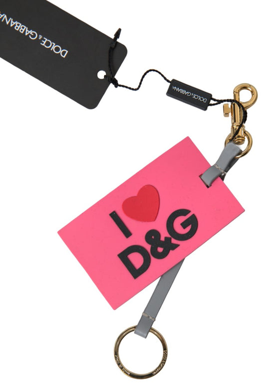 Dolce & Gabbana Pink Silicone DG Logo Gold Brass Keyring Women Keychain Dolce & Gabbana