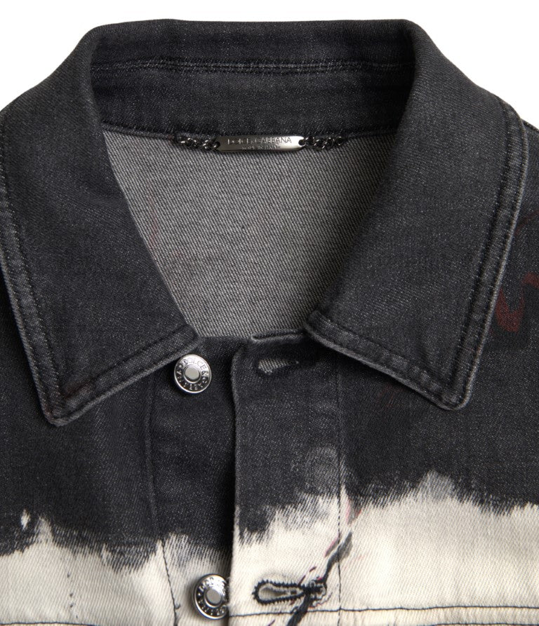 Dolce & Gabbana Multicolor Cotton Collared Denim Jacket Dolce & Gabbana