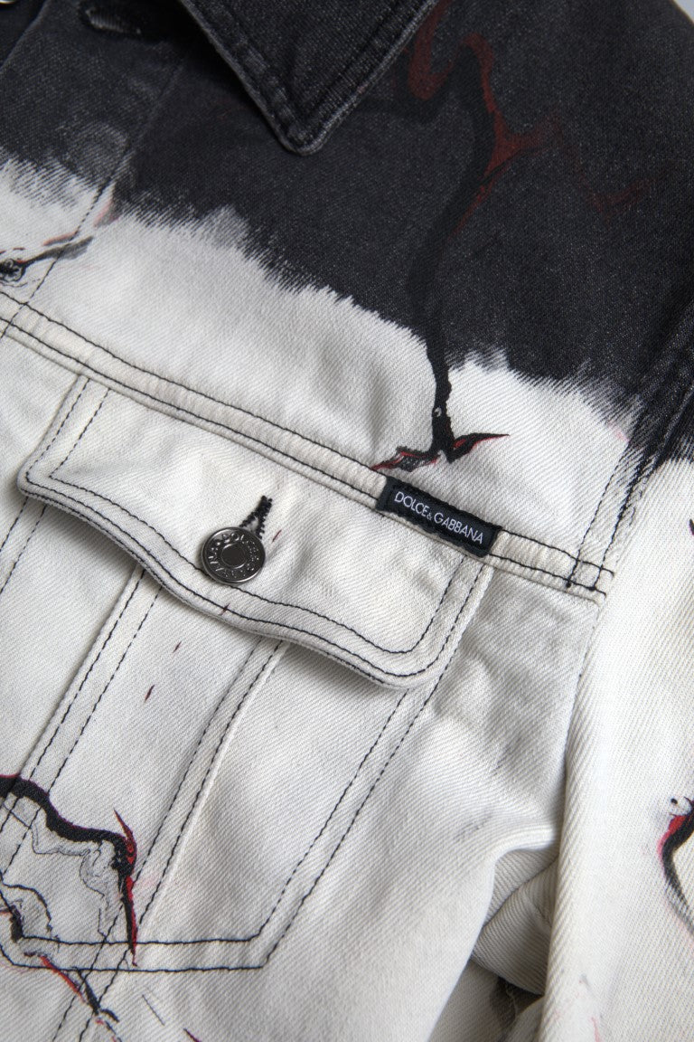 Dolce & Gabbana Multicolor Cotton Collared Denim Jacket Dolce & Gabbana